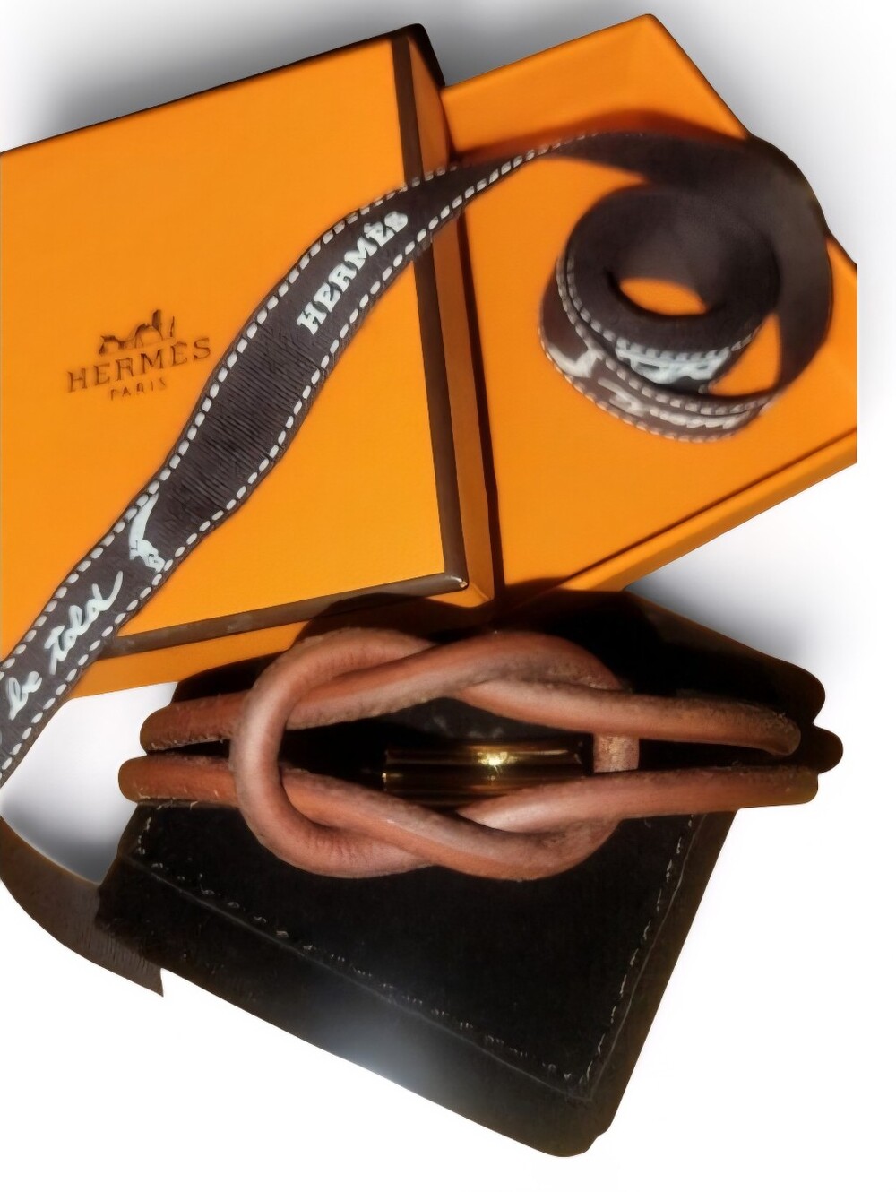 Hermès Atame Leather Knot Bracelet with Gold-Tone Accent